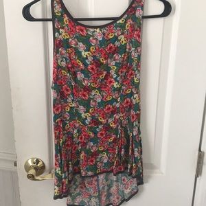 Floral high low peplum top
